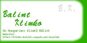 balint klimko business card